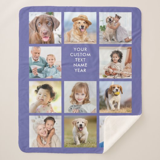 11フォトパーソナライズされたコラージュトレンディーペリウィンクル シェルパブランケット (正面)