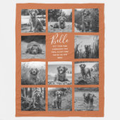 11フォトパーソナライズされたコラージュ焼きオレンジ フリースブランケット (正面)