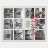 11フォトパーソナライズされたコラージュ賛美グレイ赤 フリースブランケット (正面(横))