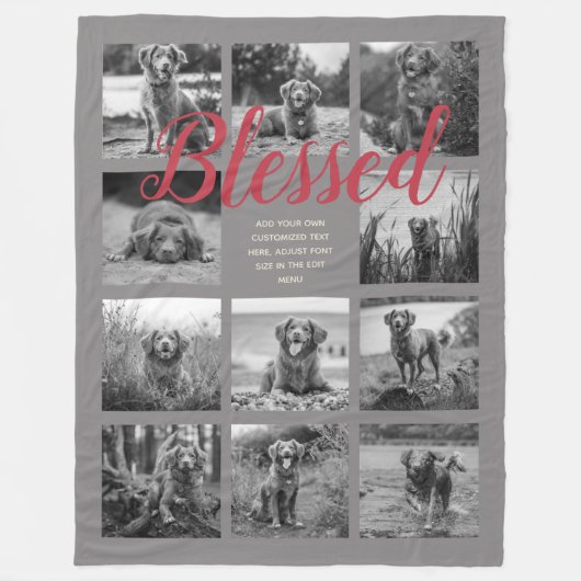 11フォトパーソナライズされたコラージュ賛美グレイ フリースブランケット (正面)