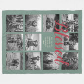 11フォトパーソナライズされたコラージュ賛美ダスティグリーン フリースブランケット (正面(横))