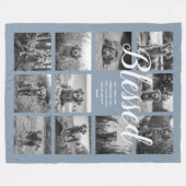 11フォトパーソナライズされたコラージュ賛美ダスティブルー フリースブランケット (正面(横))