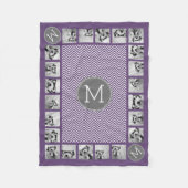 11フォトパープルグレーシェブロンパターン(モノグラム付き) フリースブランケット (正面)