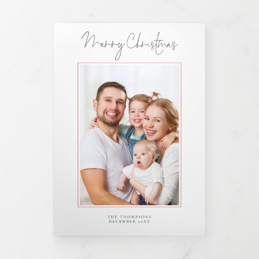 11フォトファミリークリスマスニュースレター 三つ折りクリスマスカード (カバー)