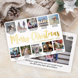 11フォトメリークリスマスシンプル書道モダン 箔シーズンカード