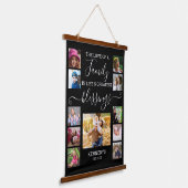 11フォトモダンコラージュ家族ラブ引用文ブラック 吊り下げ型タペストリー (傾斜あり)