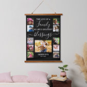 11フォトモダンコラージュ家族ラブ引用文ブラック 吊り下げ型タペストリー (寝室)