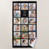 11フォトモダンコラージュ黒パーソナライズされた色 ビーチタオル (正面)