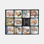 11フォトモダンコラージュ黒パーソナライズされた色 フリースブランケット (正面(横))