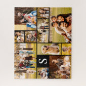 11フォトユニークコラージュシンプルモノグラムブラック ジグソーパズル (縦)