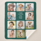 11モダンパーソナライズされたフォトコラージュエメラルドグリーン シェルパブランケット (正面)