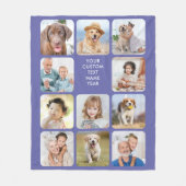 11モダンパーソナライズされた枚のコラージュのペリウィンクル フリースブランケット (正面)