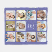 11モダンパーソナライズされた枚のコラージュのペリウィンクル フリースブランケット (正面(横))