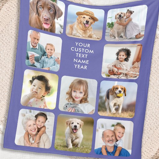 11モダンパーソナライズされた枚のコラージュのペリウィンクル フリースブランケット