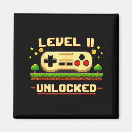 11レベル突破!11歳の誕生日おめでとう ゲーム好きな人へ マグネット (正面)