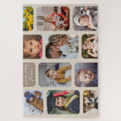 11個の写真をパーソナライズモダンTaupe Love You Mom ジグソーパズル (縦)