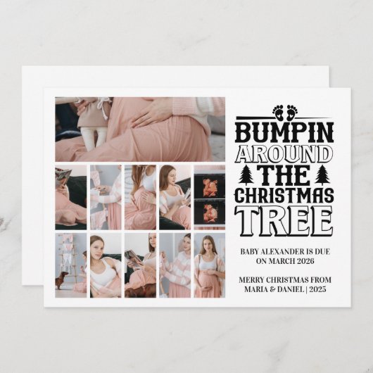 11写真クリスマスツリー妊娠のお知らせ シーズンカード (正面/裏面)