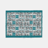 11写真コラージュとモノグラムカスタムブルー フリースブランケット (正面(横))