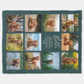 11写真パーソナライズされたコラージチェックパターンフリース フリースブランケット (正面(横))