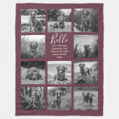 11写真パーソナライズされたコラージュブルゴーニュ フリースブランケット (正面)