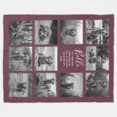 11写真パーソナライズされたコラージュブルゴーニュ フリースブランケット (正面(横))