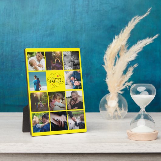 11写真パーソナライズされたコラージュ最高のパパ・エバーギフト フォトプラーク (側面)