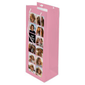 11写真Instagramコラージュピンクブラックモノグラム ワインギフトバッグ (正面アングル)