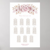11卓 ピンクフラワーの結婚式座席表 ポスター (正面)