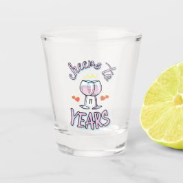 11周年のシャンパ結婚ン応援 ショットグラス