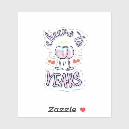 11周年のシャンパ結婚ン応援 シール (シート)