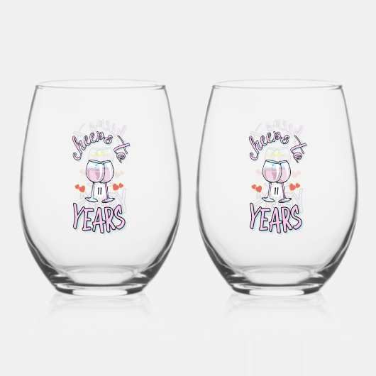 11周年のシャンパ結婚ン応援 ステムなしワイングラス (正面)