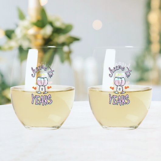 11周年のシャンパ結婚ン応援 ステムなしワイングラス