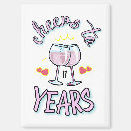 11周年のシャンパ結婚ン応援 マグネット