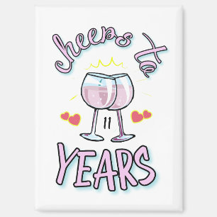 11周年のシャンパ結婚ン応援 マグネット