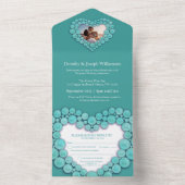 11周年ターコイズの結婚記念日写真 オールインワン招待状 (内側)