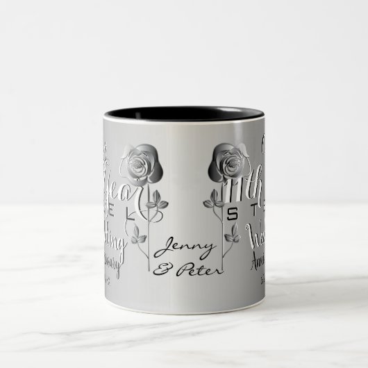 11周年結婚記念スチールバラ2音 ツートーンマグカップ (中央)