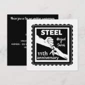 11周年結婚記念日の手をつなぐ 招待状 (正面/裏面)