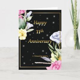 11周年結婚記念日の挨拶カード エレガントなゴールド サンキューカード