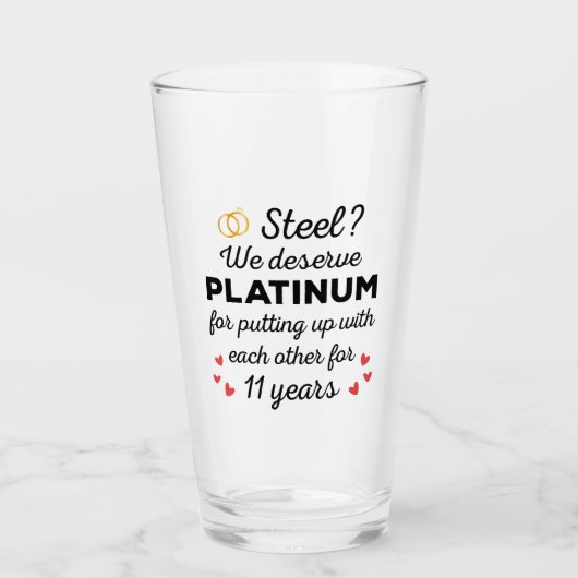 11周年結婚I – スチールカップルおもしろいズ タンブラーグラス (正面)