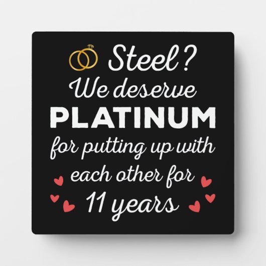 11周年結婚I – スチールカップルおもしろいズ フォトプラーク (正面)