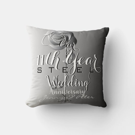 11周年記念スチ結婚ールバラ クッション (正面)