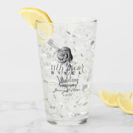 11周年記念結婚スチールバラ タンブラーグラス