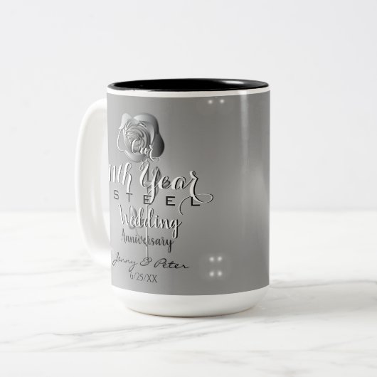 11周年記念結婚スチールバラ ツートーンマグカップ (正面左)