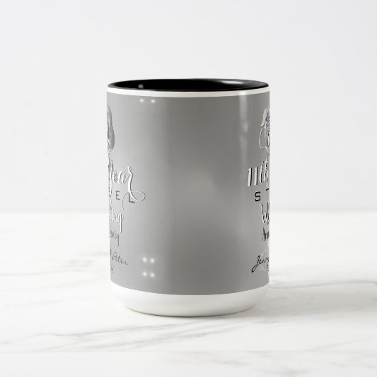 11周年記念結婚スチールバラ ツートーンマグカップ (中央)