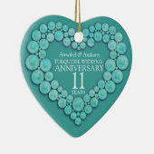 11周年記念結婚ターコイズハートオーナメント セラミックオーナメント (右)