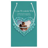 11周年記念結婚ターコイズハート写真 スモールペーパーバッグ (裏面)