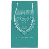 11周年記念結婚ターコイズハート写真 スモールペーパーバッグ (正面)