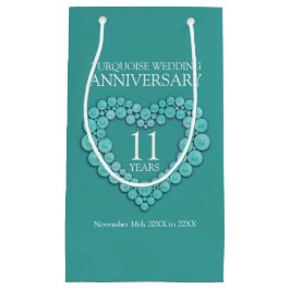 11周年記念結婚ターコイズハート写真 スモールペーパーバッグ