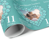 11周年記念結婚ターコイズハート写真 ラッピングペーパー (ロールコーナー)