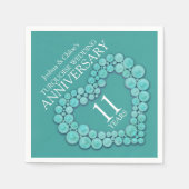 11周年記念結婚ターコイズハート スタンダードカクテルナプキン (正面)